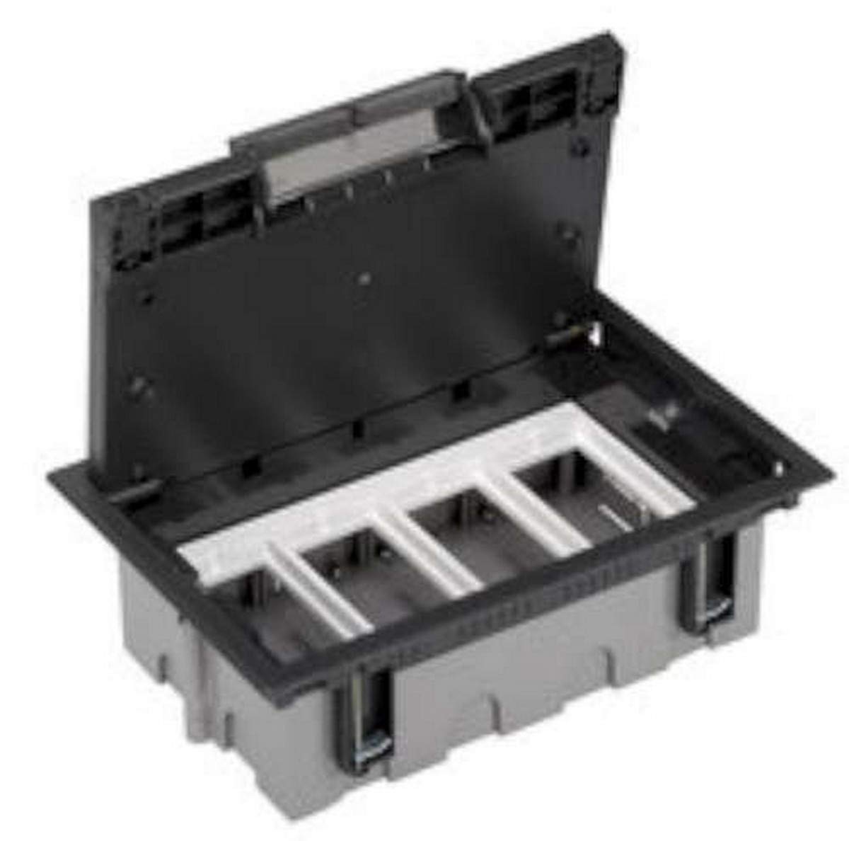 Boîte de sol 70mm 4 modules graphite pour encastrement électrique de bureau