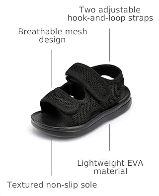 Toddler Sandals with Adjustable Straps, Non-Slip Water Shoes for Boys & Girls, Breathable Mesh Baby Walking Sandals for Pool