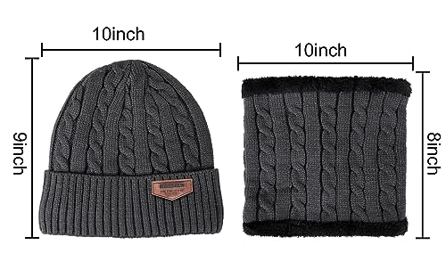 Image of Loritta Winter Hats for Men, 3 PCS Fleece Beanie Scarf Gloves Set