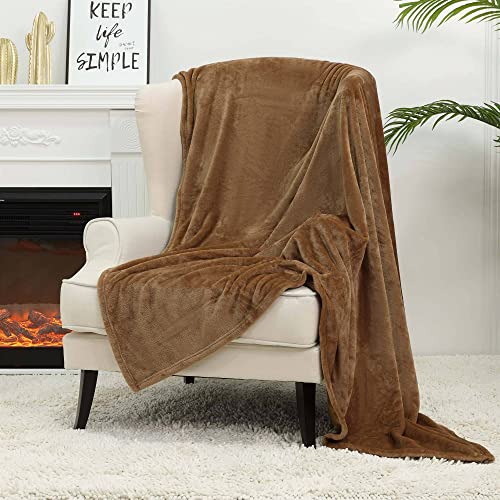 Image of NANPIPER Fleece Blankets Super Soft Flannel Fuzzy Blanket for Bed Couch Luxury Cozy Plush Microfiber Blanket-Twin Size Coffee Brown