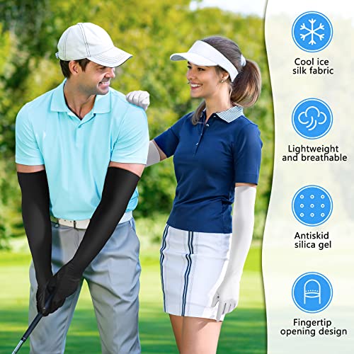 jecery 2 pairs uv long sun gloves women39s sunblock driving gloves non slip full finger arm sun protective for outdoor sports