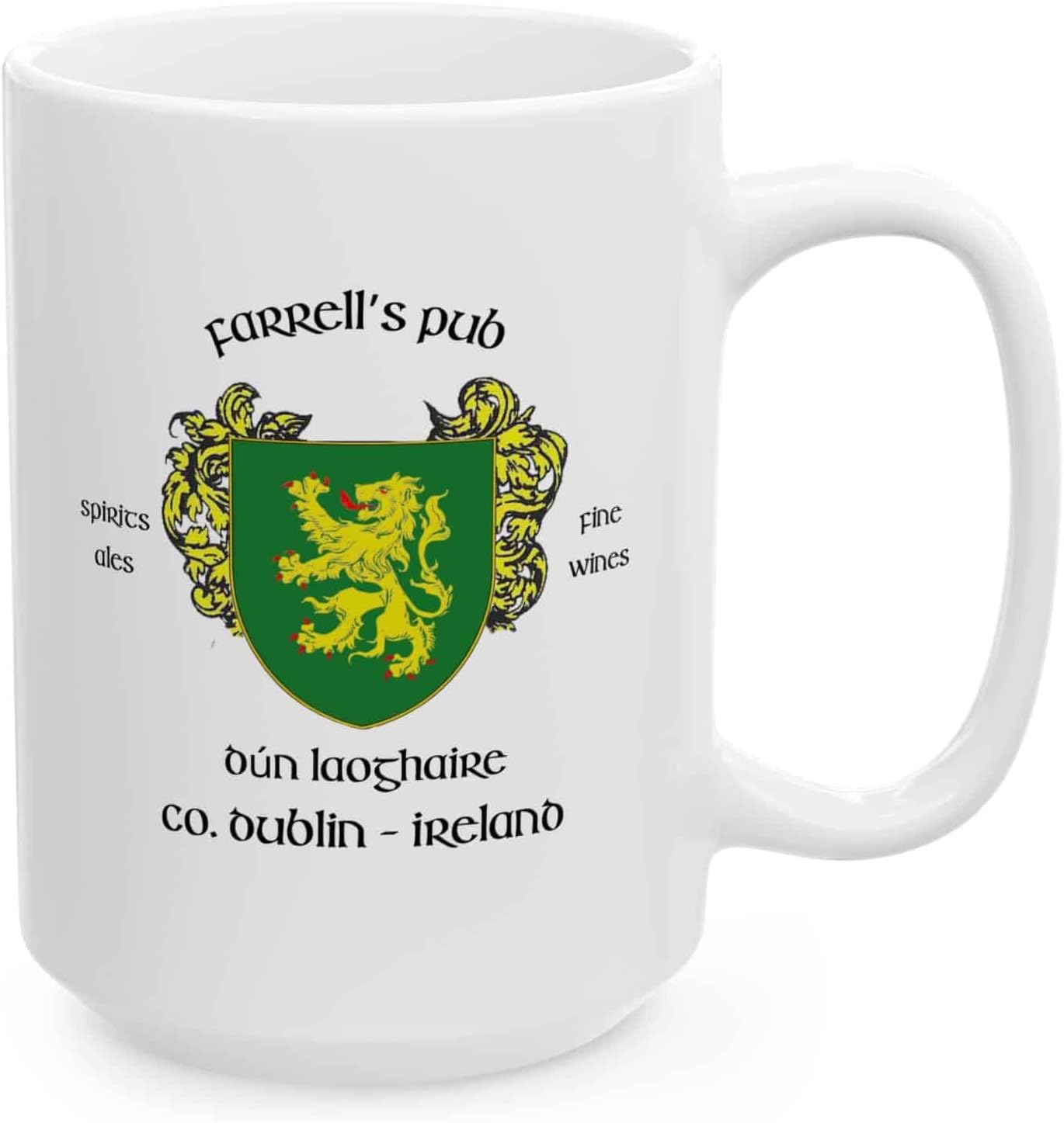 Irish Pub Coffee Mug and Tea Cup from Over 100 Irish Bars featuring Family Crest and Coat of Arms Designs - Set of 4 Mugs (Farrell's Pub)