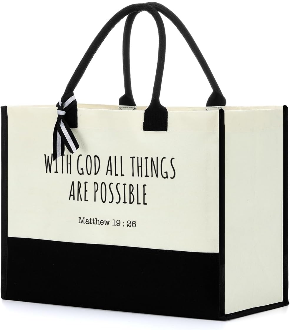 FORBIDDEN PAPER Christian Gifts for Women Tote Bag Inspirational Bible Verse Prayers Religious Gifts Travel Bag Shopping Bag Scripture Gift for Women Friends Sister Mom Daughter Handbag