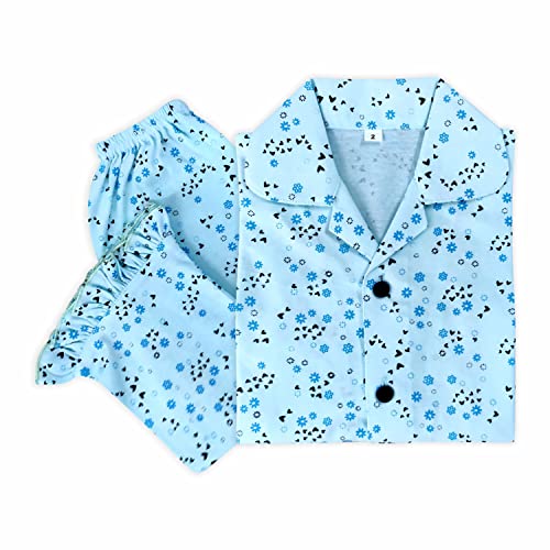 Image of superminis Hosiery Cotton Night Suit with Frill - Full Sleeves, Collared Neck, Sleep Wear for Girls, Kids