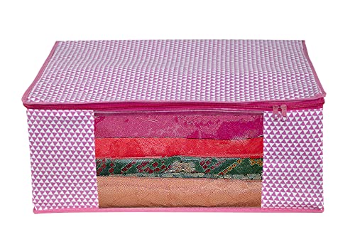 Image of ANKIT INTERNATIONAL Saree Cover Bag /Pink Samosa Design Clothes Storage Bag /Saree Covers For Storage /Pack of 6