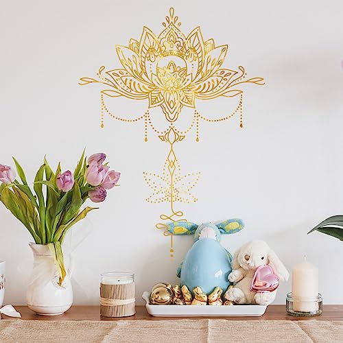 SUPERDANT Mandala Wall Stickers Moroccan Wall Decal Golden Lotus Decals Stickers for Walls Stick Boho Buddha Sticker Vinyl Art Decor for Home Living Room Bedroom Decoration - Image 4