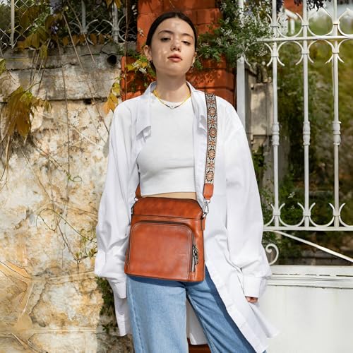 Iswee Leather Crossbody Bags for Women Multi Pockets Medium Shoulder Bag Lightweight Functional Travel Purse2