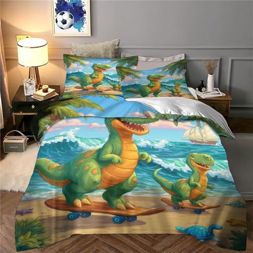Housse de couette dinosaure fermeture éclair lit enfant douce - 6