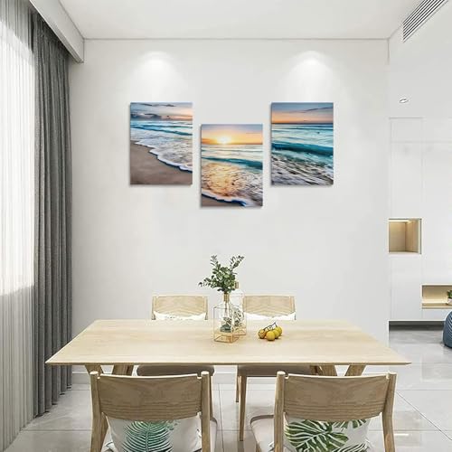 Sunset Beach Canvas Wall Art for Living Room Modern Artwork Nature Blue Sea Landscape Bathroom Pictures Bedroom Wall Family Prints Paintings Wall Decorations Hallway Kitchen Office - Image 3