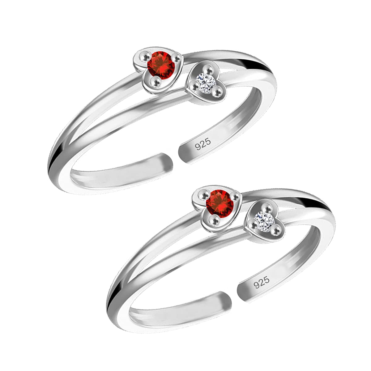 Styleejewel Sterling Silver Toe Rings For Women | Toe Rings Silver Pure | 925 Sterling Silver Toe Ring | Toe Rings For Women Silver Pure | Bichiya For Women Stylish | Bichiya Set For Women Chandi | 4 White CZ & Garnet Stone (2 MM) | 3 Grams (B089Q1YFM9) Amazon Price History, Amazon Price Tracker