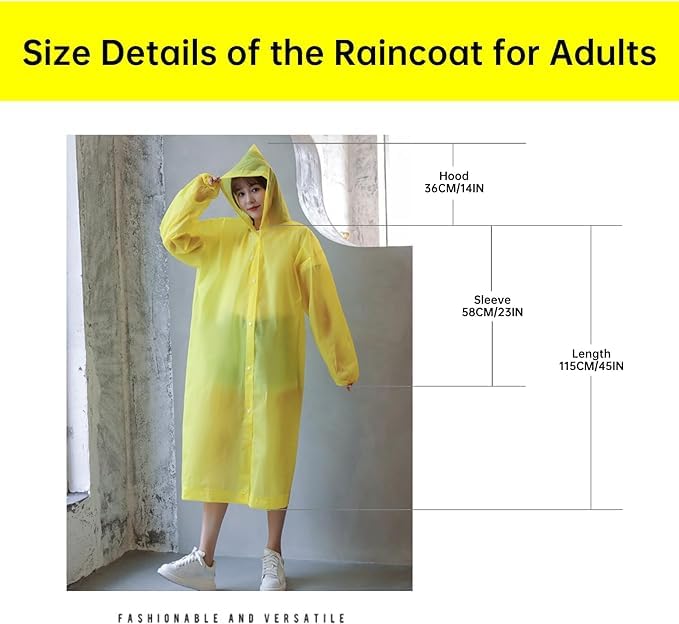 Rain Ponchos for Adults Reusable, Portable Raincoat with Hood, 2-Pack Rain Coat for Emergency - Image 3