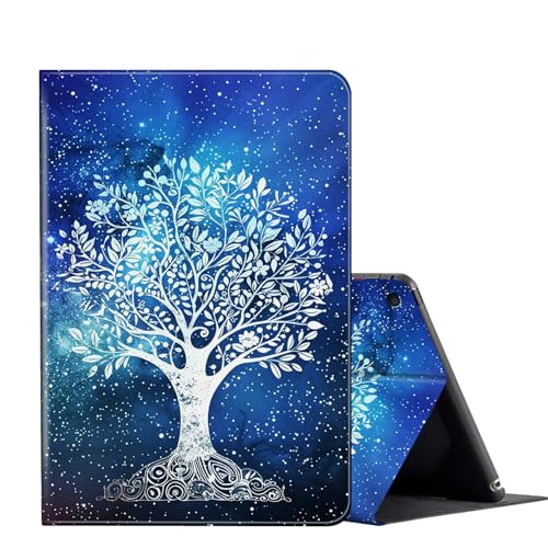 for iPad 10.2 case 9th/8th/7th Generation ipad Case (2021/2020/2019 Model),PU Leather Multi-Angle Fold Stand Flip Smart Cover for Apple iPad 10.2 inch 9/8/7 Gen-Galaxy Tree Blue