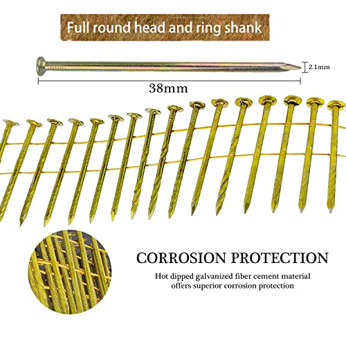 Framing Collated Siding Nails, 3600 Count -1/2-Inch By .080-Inch Collated Wire Coil, 15 Degree Ring Shank Coil Thickcoat Round Head For Rough Nailing,Siding, Sheathing, Decking And Fencing #TOP2