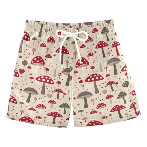Boys Swim Trunks Quick Dry UPF 50+ Beach Board Shorts Kids Bathing Suits Swimsuit 2T Mushroom Dots