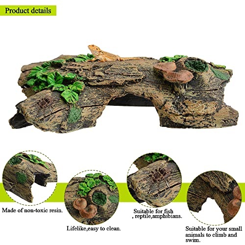 Saim Reptile Hides and Caves Lizard Hollow Tree Trunk Hideout Resin Betta Floating Log Ornament for Fish Tank Accessories Fish Shrimp Turtle Tank - Primary Colours - Thumbnail 2