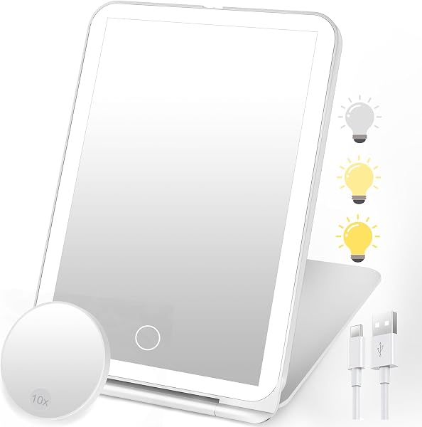 SURFOU specchio trucco LED pieghevole USB-C