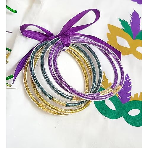 FAERLIIRY Mardi Gras Bangle Bracelets for Women Glitter Jelly Bangle Bracelets Budahgirl Bracelets Lightweight Cute Silicone Bracelets Mardi Gras Gifts (Mardi Gras-6PCS) by FAERLIIRY - Used condition - Image 2