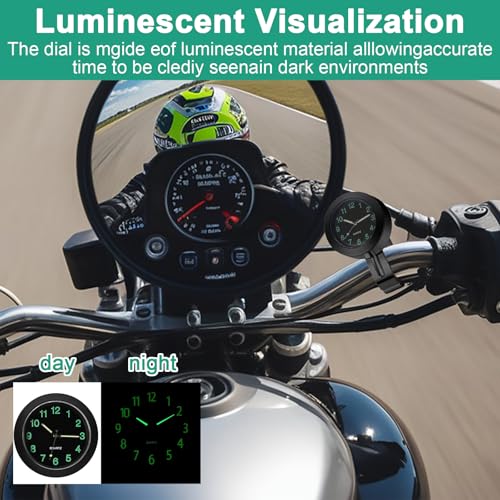 Motorraduhr für Lenker uhr Wasserdicht Leuchtend motorrad Fahrraduhr Universal Lenkerhalterung (Schwarz)