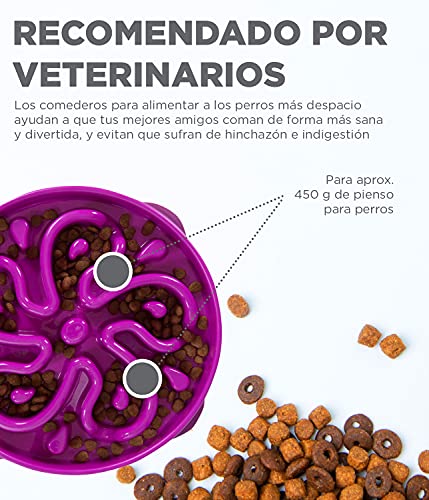 Outward Hound Fun Feeder Slo Bowl - Slow Feeder Dog Bowl - No Bloat - No Choke - Large - Purple – Image 3