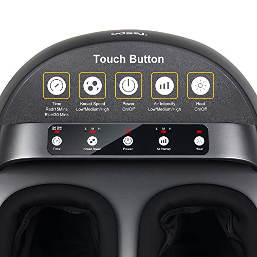 Tespo Shiatsu Foot Massager Machine with Heat, Deep Kneading Therapy, Compression, Relieve Foot Pain from Plantar Fasciitis, Improve Blood Circulation, Fits feet up to Men Size 12, Black
