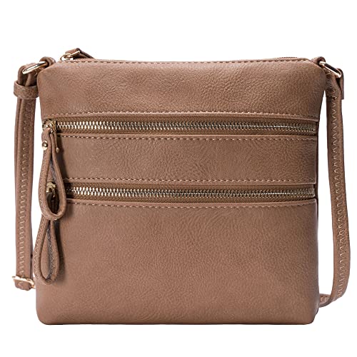 Image of Solene Small Multi Zipper Pocket Crossbody Bag with Adjustable Strap, Lightweight Travel Purse, Daily Small Messenger Pouch