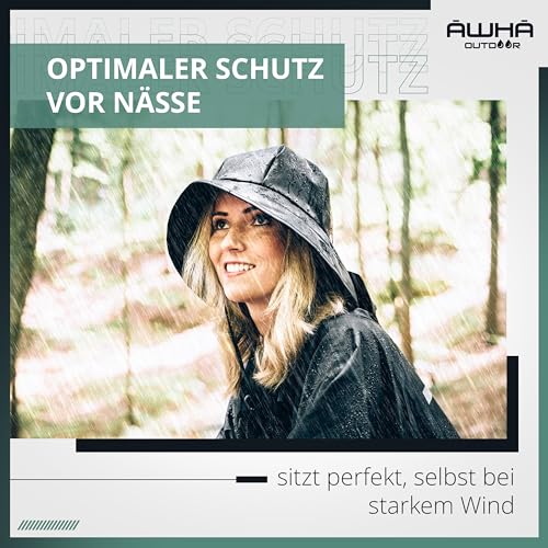 AWHA Südwester Regenhut schwarz/Unisex - wasserdichte Mütze mit breiter Krempe und Ohrenklappen