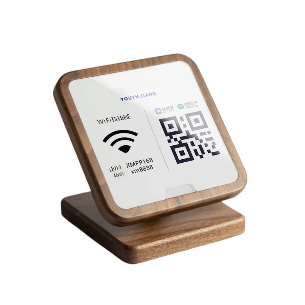 Personalized QR Code Signs,Rotatable Solid Wood Scanner,Scannable Cash App Sign,Scan To Pay Payment Sign Logo for Business, QR Code Logo Plaque (Ordinary wood)