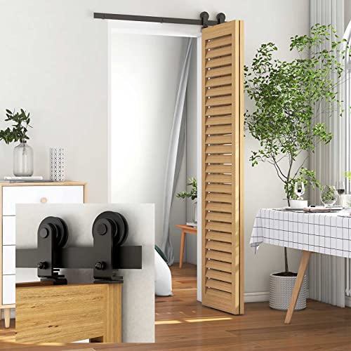LTIYITL 36" Bi-Folding Sliding Barn Door Hardware for 2 Doors-Fit 2X15"Door Panels-Upgrade Top Mount Roller, Smoothly& Quietly,Easy Install [Doors not Included]