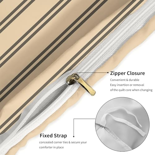 Jaynovex77 Stripe Single Duvet Cover Sets Bedding 3 Piece Pillow Cases, 135 X 200Cm，Yellow - 6