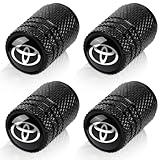 4pcs Tire Valve Stem Caps, Compatible with Toyota Avalon Prius Allion RAV4 Highlander Series Stem Cap Universal Car Air Cover Car Accessories for Cars, SUV, Truck, Motorcycles Black