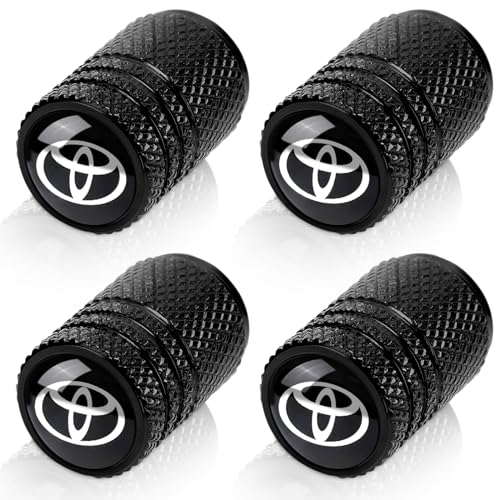 4pcs Tire Valve Stem Caps Compatible with Toyota Avalon Prius Allion RAV4 Highlander Series Stem Cap Universal Car Air Cover Car Accessories for Cars SUV Truck Motorcycles Black