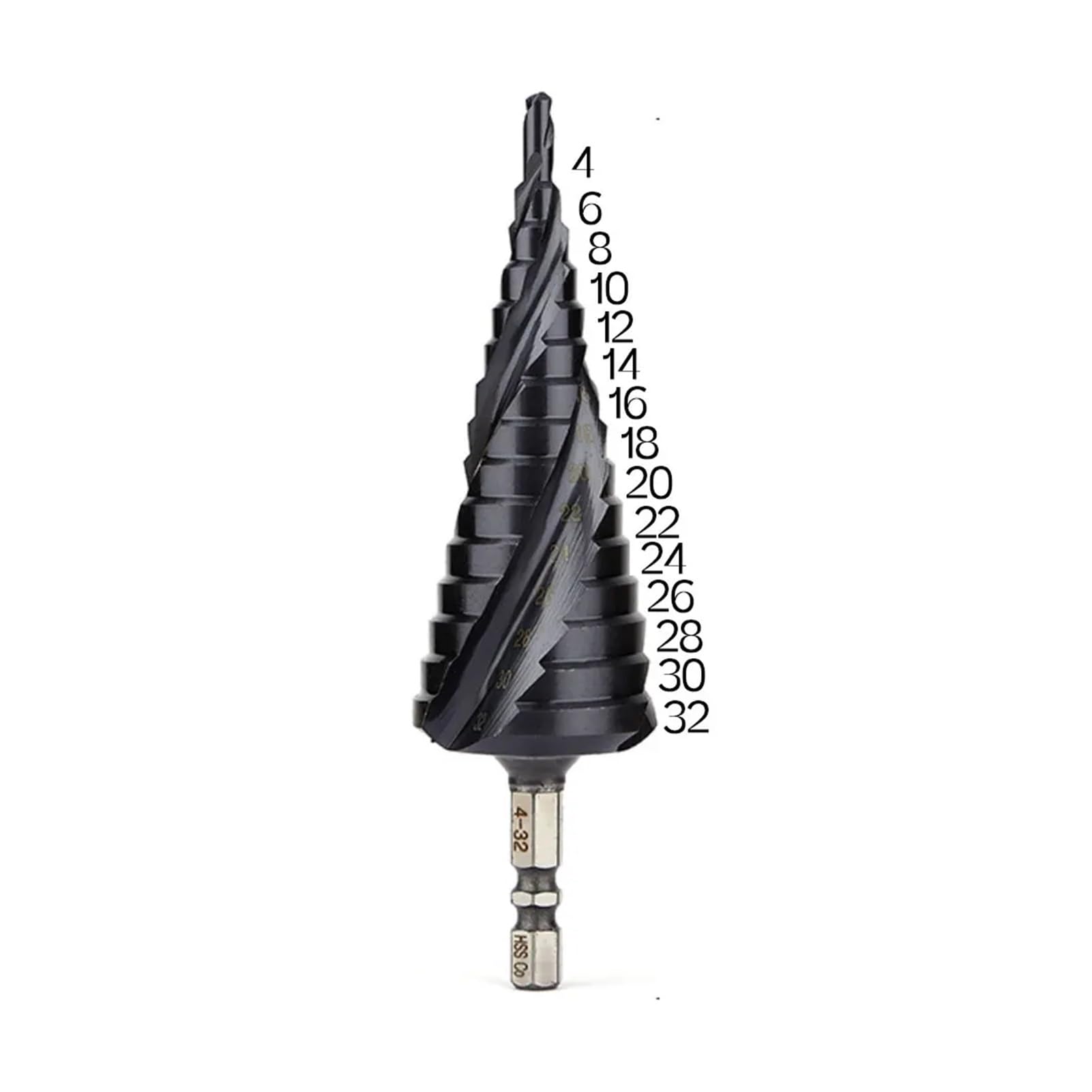 Broca escalonada recubierta M35 for acero inoxidable, carburo HSS-Co, broca for madera de 3 filos(4-20)