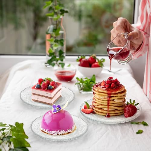 Aramanara Lot de 12 assiettes à salade en verre de 15 cm - Petites assiettes à dessert en verre sculpté - Assiettes à apéritif rondes réutilisables en verre transparent pour salade, fruits, collations – vue 3