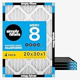 Simply 20x30x1 Air Filter, Merv 8, 4 Pac...