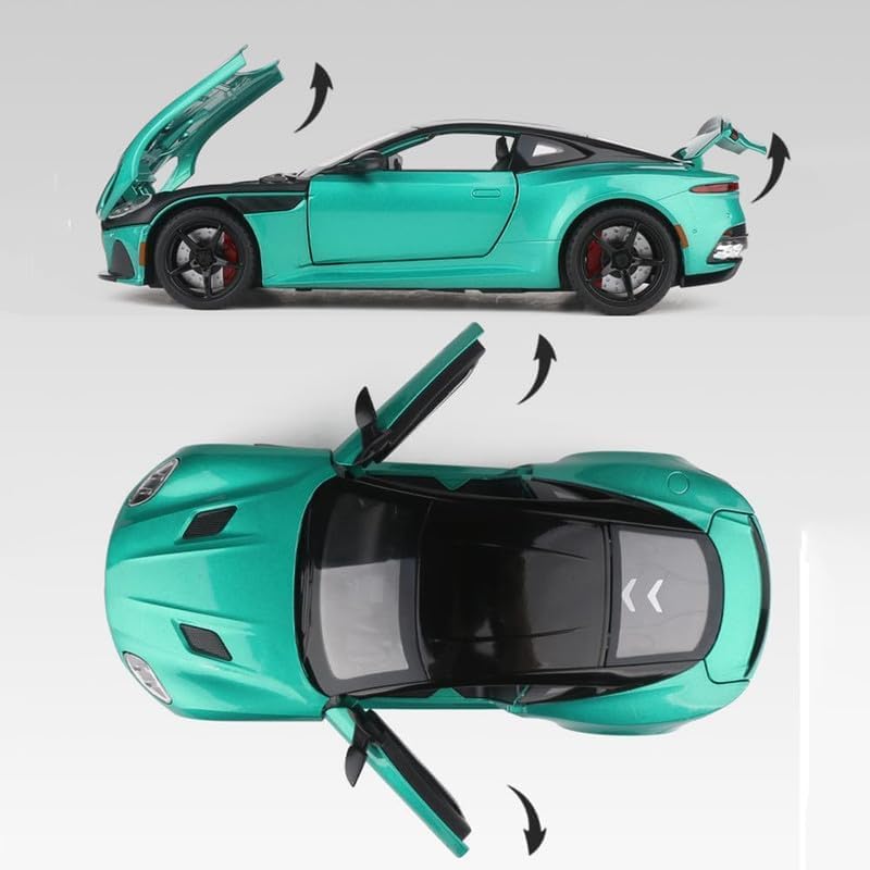 Image of Kids Model 1:24 Astorn Martin Die Cast Metal Car Pull Back Action Opening Doors with Realistic Engine Sound Lights Toy Car Gift for Boys - Green