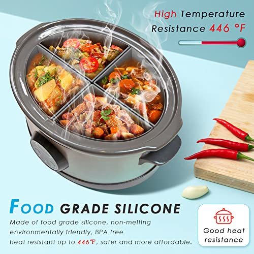 4Pcs Silicone Slow Cooker Liners Fit 6 Qt Crockpot, Reusable Slow Cooker Divider Liner, Crock Pot Liners, Dishwasher Safe Cooking Liner, Leakproof Silicone Crockpot Divider #TOP1