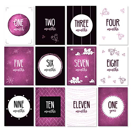 Image of JumpOff Jo - Baby Bundle: Baby Swaddle Blanket & 24 Milestone Cards - Photoshoot Props, Soft Breathable Blanket, 47 inch x 47 inch (Mama Bear Pink)