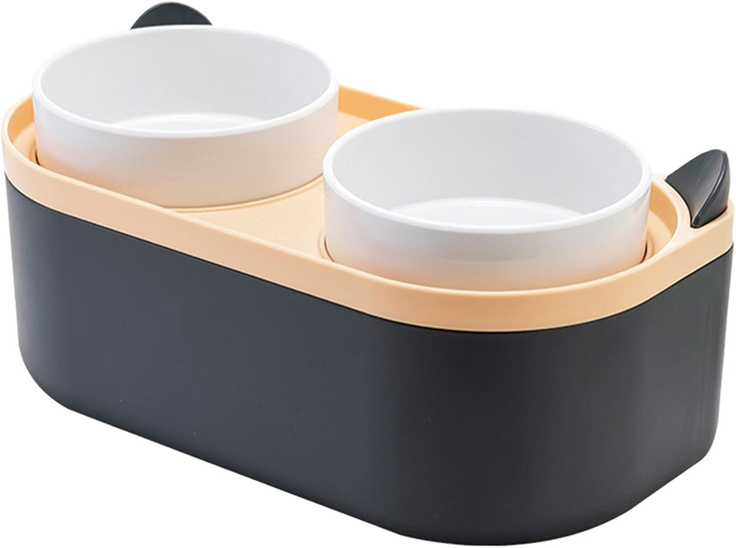 Double Cat Bowls No Raised Feeder with Large Storage Stand Drinker for cats and dogs, Green