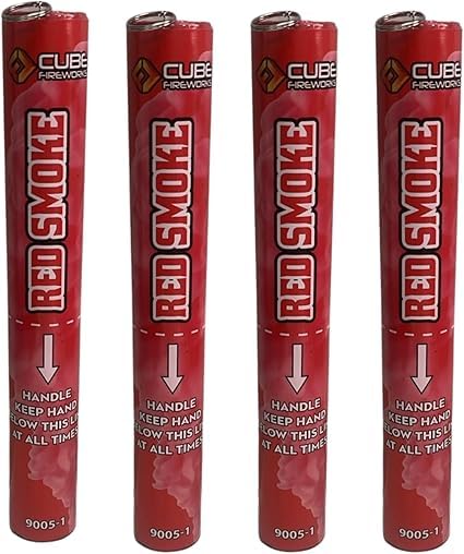 4 X Red Smoke Flare 90-120 second for weddings birthdays and partys