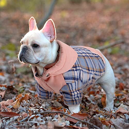 Ikipuko Dog Winter Coat, Dog Fleece Jacket Dog Coat With Harness Hole Dog Hoodie With Hat Plaid Warm Dog Coat For Large Medium Small Dogs Puppy Hoodie Hooded Cold Weather Clothes(Pink Blue,S) #TOP5