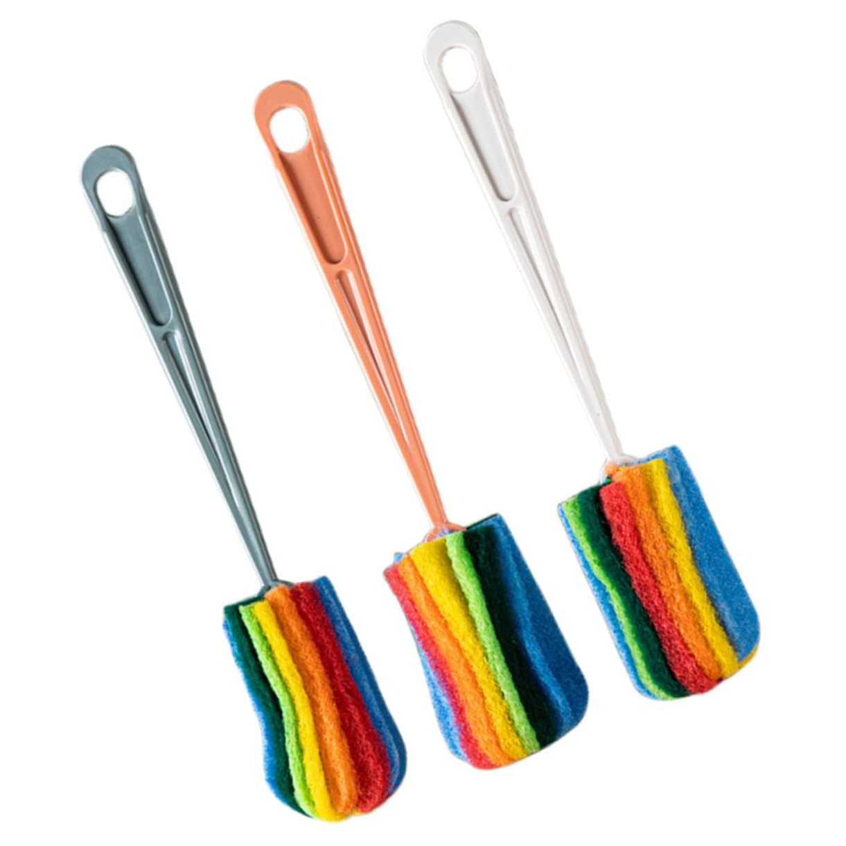 COLLBATH 4 Sätze Reinigungsbürste Reiniger Waschen Wiederverwendbare Spüle Griff Flasche Scheuerbürste Für Reinigungsbürste Reinigung Tasse Bürste Haushaltsreinigung Saubere 3 Stück * 4