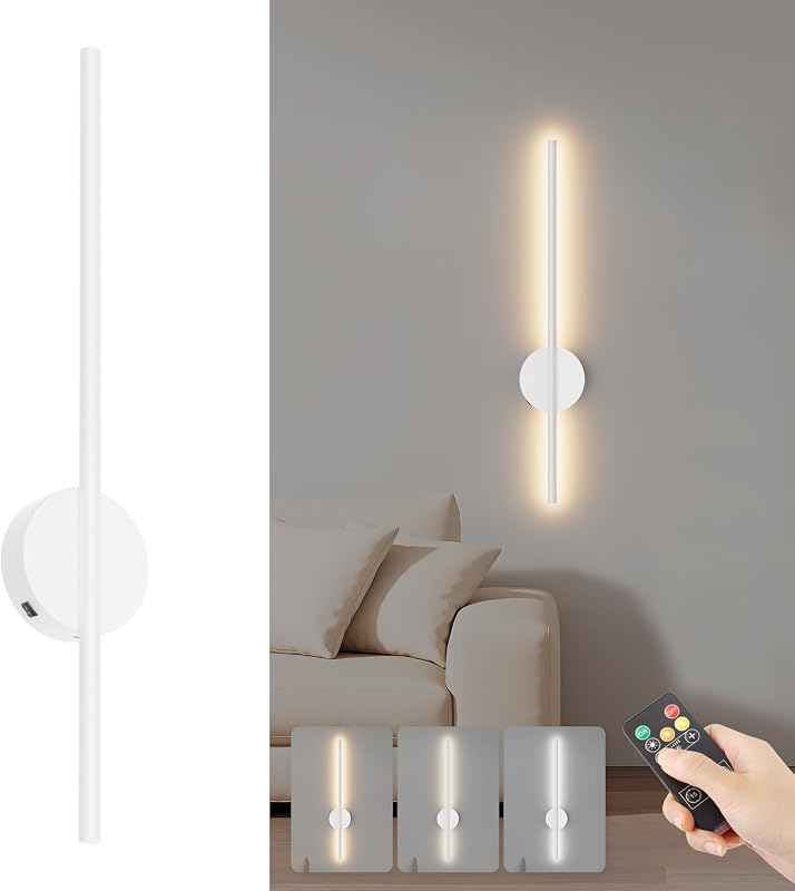 Aipsun Vezeték Nélküli Fali Lámpa 10000 mAh Akkumulátorral, Távirányítóval, 60 cm, Fényerőszabályzós, Időzíthető, Hálószobába, Nappaliba