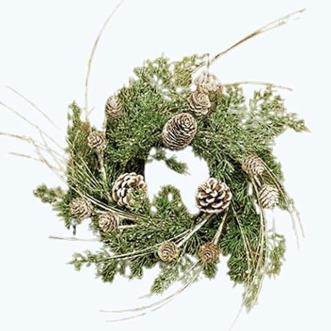 Small Christmas Wreaths for Kitchen Cabinets - Rustic Pinecone and Evergreen Sparkle Wreath - Natural Winter Decor for Door, Mantel, or Wall - Handcrafted with Pinecones, Twig Branches, Greenery Cover