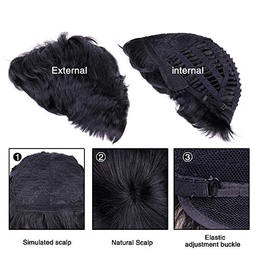 Becus Mens Wig Short Hair Black Wigs For Men Guy Heat Resistant Synthetic Fashion Male Natural Hair Replacement Men's Wigs With Free Wig Cap Cosplay Daily Use #TOP5