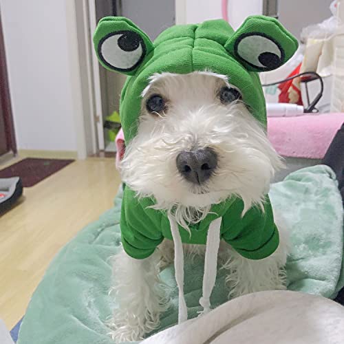 Hdkuw Dogs Hoodie, Sweatshirt Fruit Warm Coat Sweater, Cold Weather Costume For Puppy Small Medium Dog (S, Green Frog) #TOP6