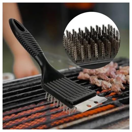 Escova De Aço Para Limpar Grelha Churrasqueira Com Raspador