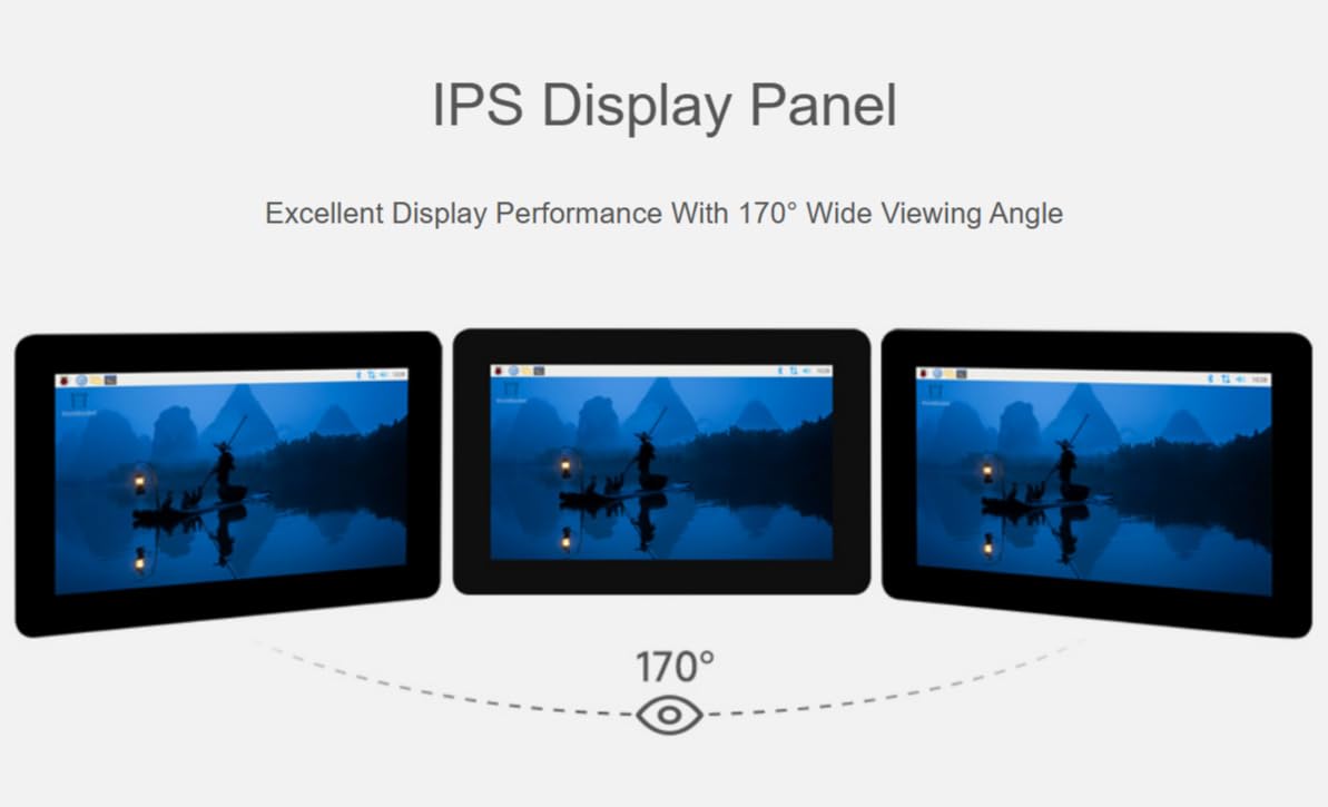TUOPUONE Pantalla táctil capacitiva DSI de 7 pulgadas, 1280 × 720 píxeles, panel IPS, panel de vidrio endurecido, proceso táctil antihuellas de 10 puntos con funda