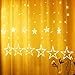 Yizhet Luces de Cortina de Estrella, 2.5m Luces de Hada de Estrellas con 12 Estrellas LED y 138 Leds Luces de Cadena de Cortina 2 Modos para Ramadan,Navidad, Festival,Fiestas,Jardín(Blanco Cálido)
