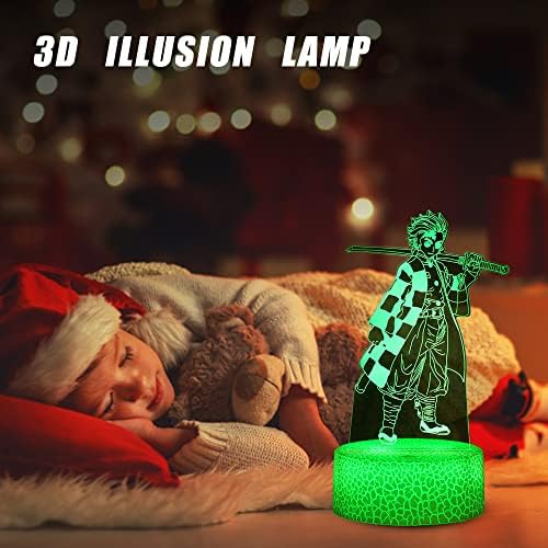 Likohee Demon Slayer 3D Anime Decor Lamp Night Light 4 Patterns and 16 Color RoomDecor Lamp with Remote Control, Birthday Christmas Gifts for Kids, Boys, Girls