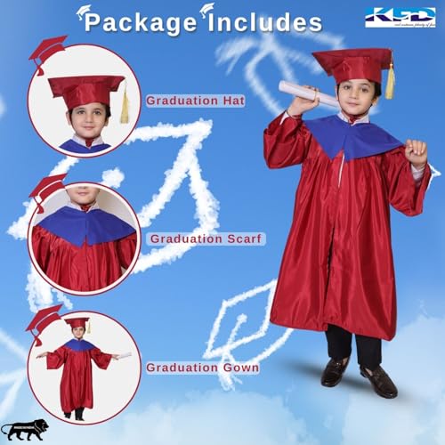 Image of Kaku Fancy Dresses Graduation Gown With Hat & Stole /Scarf | Degree Costume For Convocation Dress For Boys & Girls